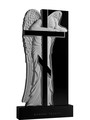 Памятник с барельефом ангела и православным крестом